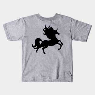 Simple Black Unicorn Kids T-Shirt